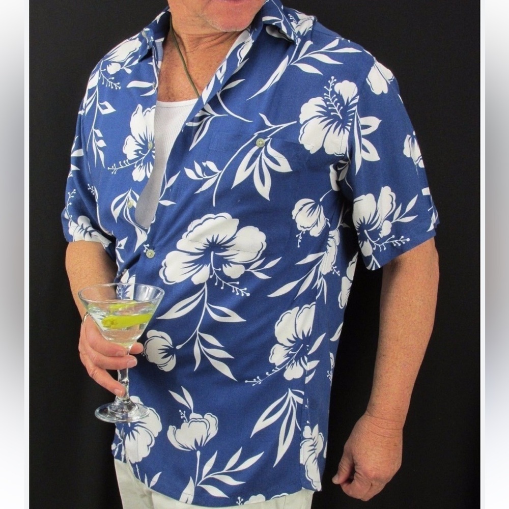 Campia Moda 100% cotton Aloha Hawaiian shirt 70’s style size large hibiscus